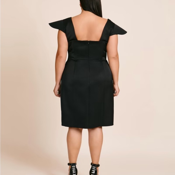 NWT Mimine AG black knee length Rebel cocktail dress with exaggerated shoulders - Picture 3 of 7